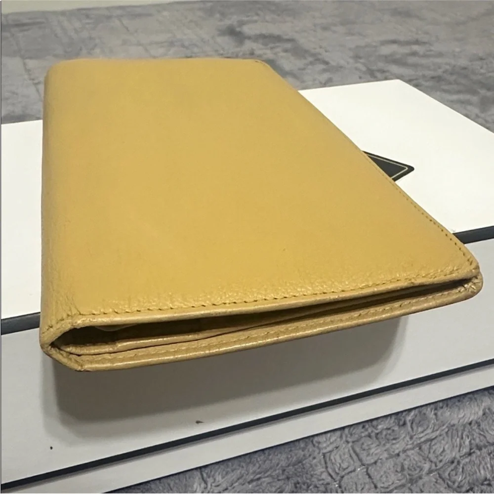 CHANEL Mustard Yellow Leather CC Logo Continental Wallet